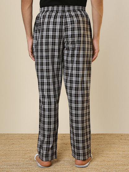 Sleepz Men Brown Checks Regular Fit Cotton Pyjama