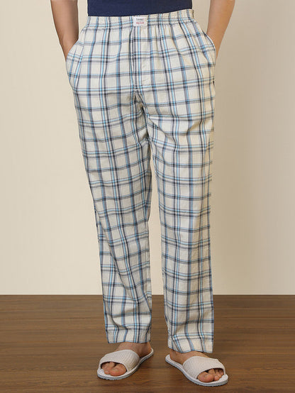 Sleepz Men Brown Checks Regular Fit Cotton Pyjama