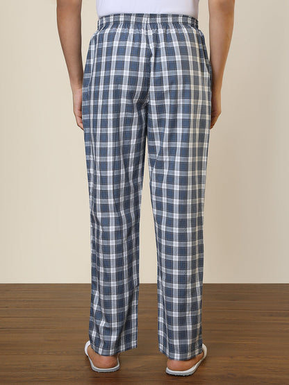 Sleepz Men Blue Checks Regular Fit Cotton Pyjama