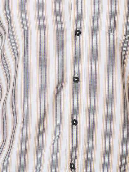 Colorplus Men Brown Striped Contemporary Fit Tencel Blend Casual Shirt