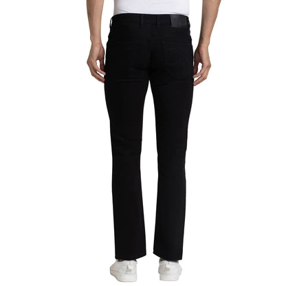 Men Black Tapered Fit Solid Cotton Blend Jeans