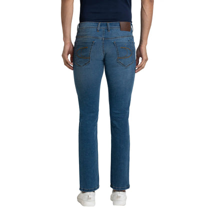 Men Blue Tapered Fit Yarn Dyed Cotton Blend Jeans