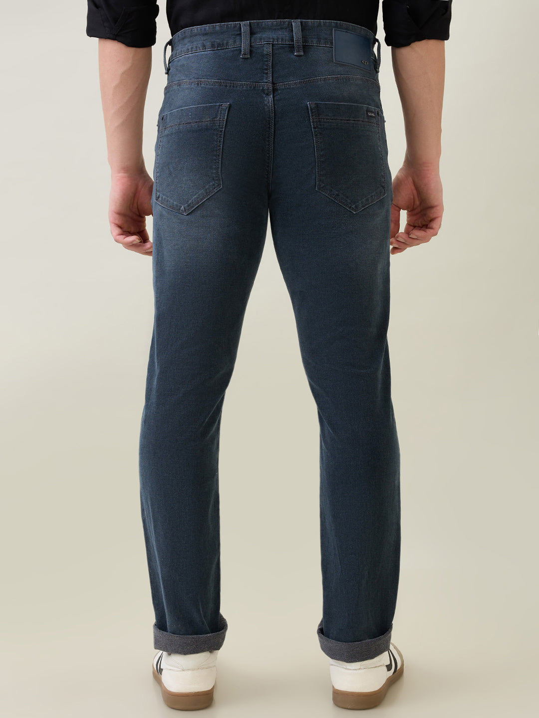 Colorplus Men Grey Plain Mid Rise Slim Fit Cotton Blend Jeans