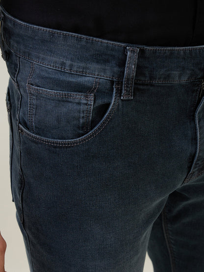 Colorplus Men Grey Plain Mid Rise Slim Fit Cotton Blend Jeans