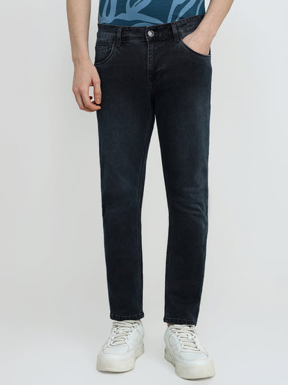Colorplus Men Grey Plain Mid Rise Slim Fit Cotton Blend Jeans