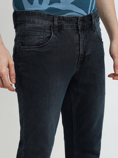 Colorplus Men Grey Plain Mid Rise Slim Fit Cotton Blend Jeans