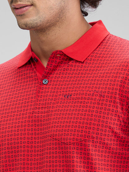 Colorplus Red Printed Classic Fit Cotton T-Shirt