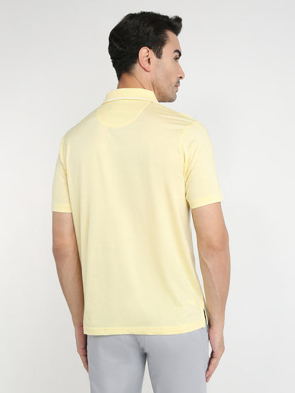 Colorplus Men Yellow Solid Comfort Fit Cotton Half Sleeve T-Shirt