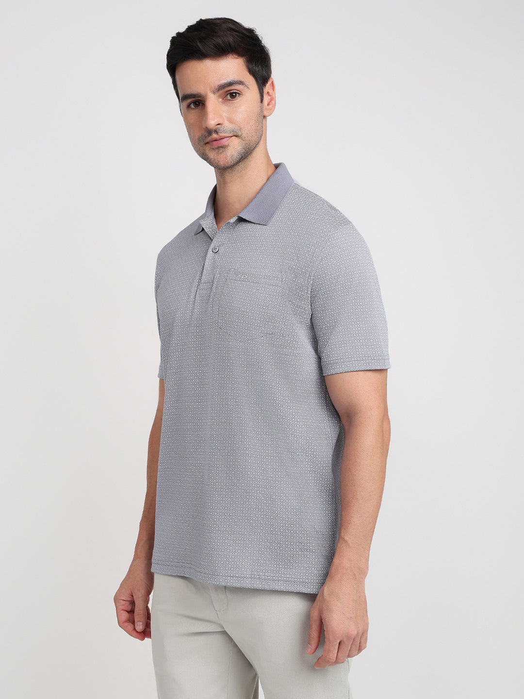 Colorplus Men Grey Printed Comfort Fit Cotton Half Sleeve T-Shirt