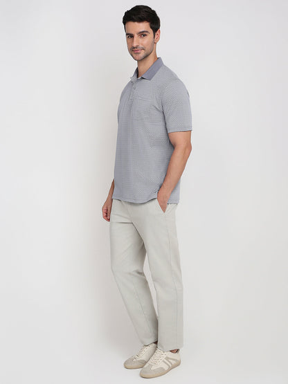 Colorplus Men Grey Printed Comfort Fit Cotton Half Sleeve T-Shirt