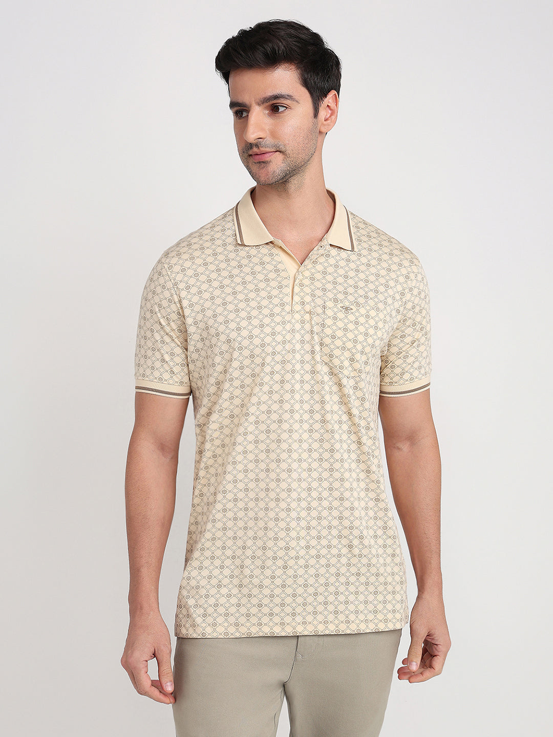 Colorplus Men Brown Printed Regular Fit Cotton Half Sleeve T-Shirt