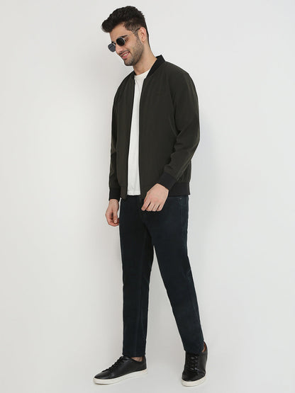 Colorplus Men Green Solid Regular Fit Nylon Blend Full Sleeve Jacket