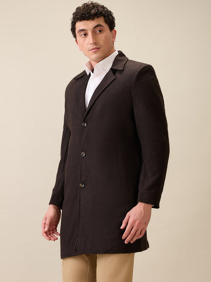 Colorplus Men Brown Solid Regular Fit Wool Blend Full Sleeve Jacket