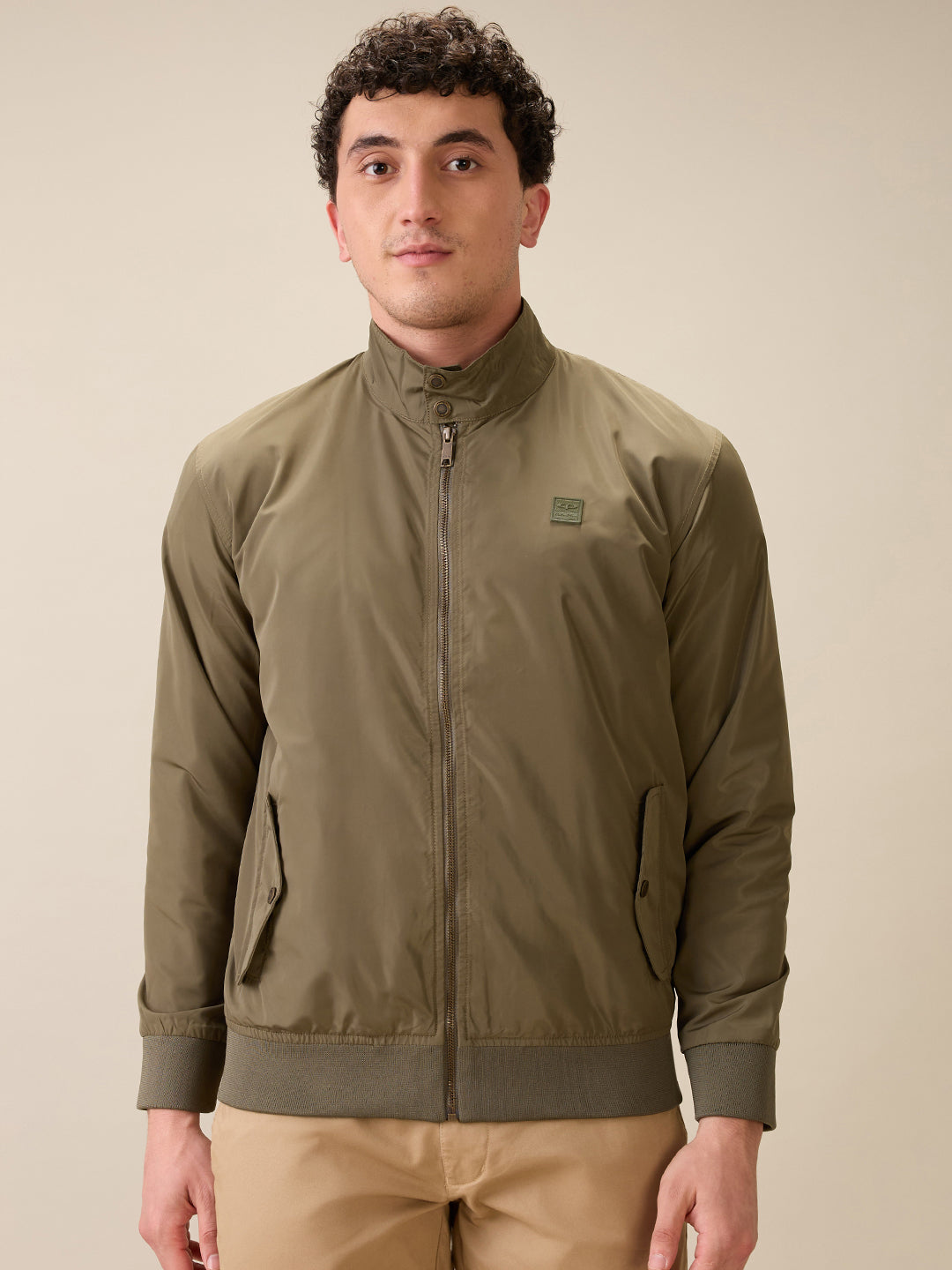 Colorplus Men Green Solid Regular Fit Polyester Full Sleeve Jacket