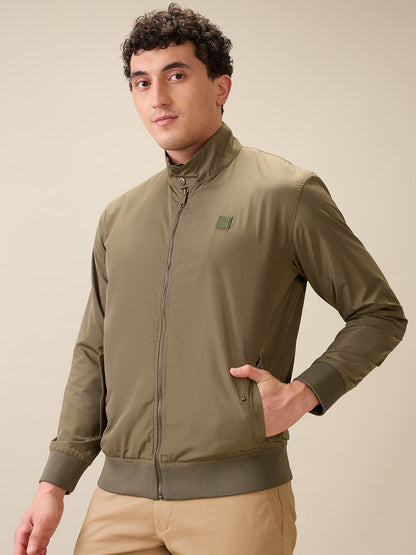 Colorplus Men Green Solid Regular Fit Polyester Full Sleeve Jacket