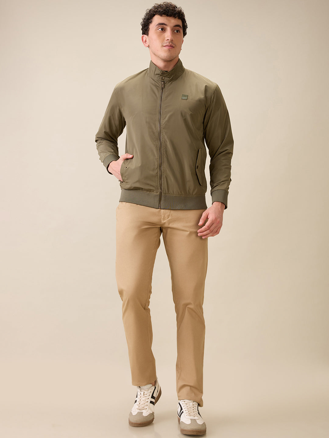 Colorplus Men Green Solid Regular Fit Polyester Full Sleeve Jacket