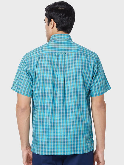 Colorplus Men Green Checks Classic Fit Cotton Casual Shirt