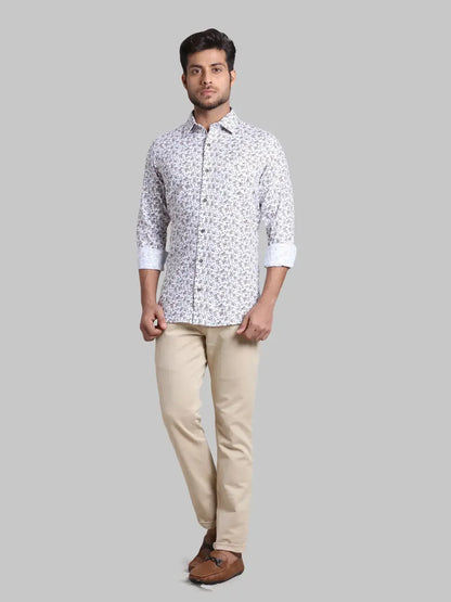 Men Brown Contemporary Fit Print Cotton Full Sleeve Shirts