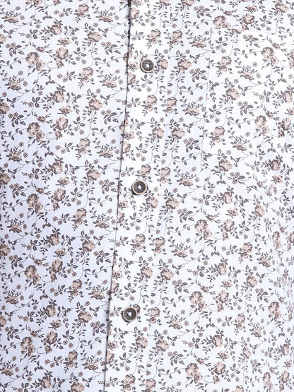 Men Brown Contemporary Fit Print Cotton Full Sleeve Shirts