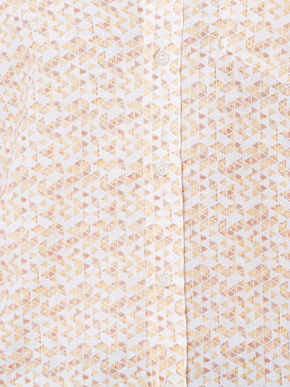 Men Yellow Contemporary Fit Print Cotton Full Sleeve Shirts