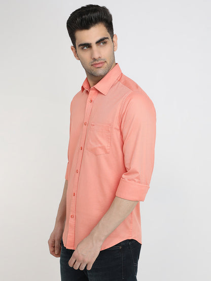Colorplus Men Orange Solid Slim Fit Cotton Full Sleeve Casual Shirt