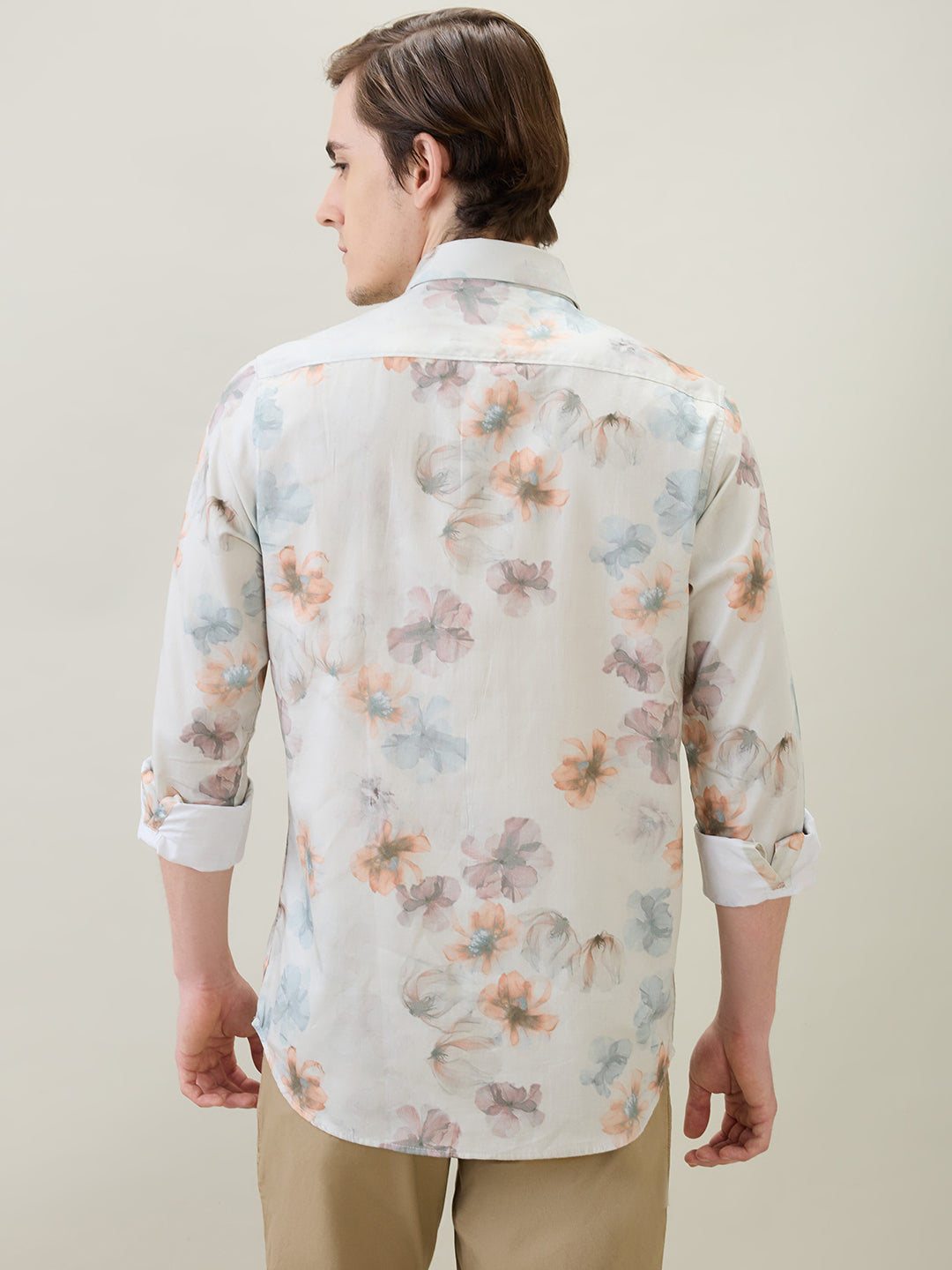 Colorplus Men Brown Printed Slim Fit Cotton Full Sleeve Casual Shirt