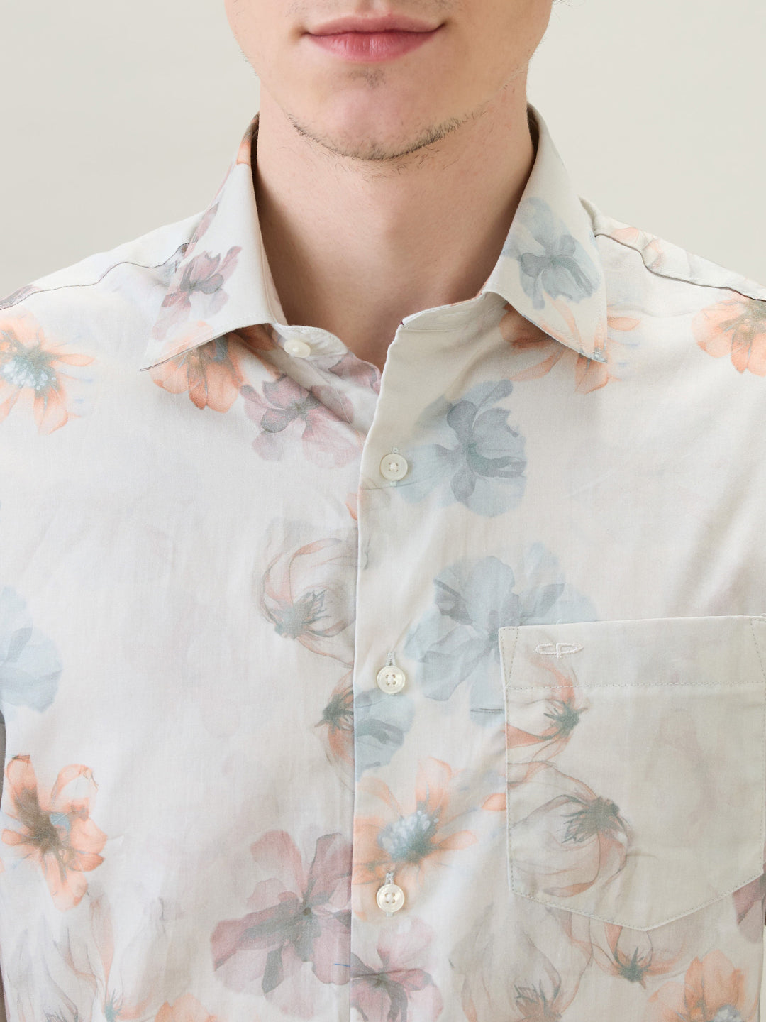 Colorplus Men Brown Printed Slim Fit Cotton Full Sleeve Casual Shirt