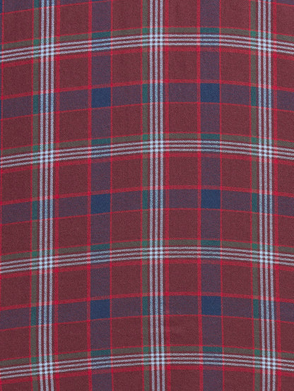 Colorplus Red Checks Tailored Fit Full Sleeve Cotton Shirt