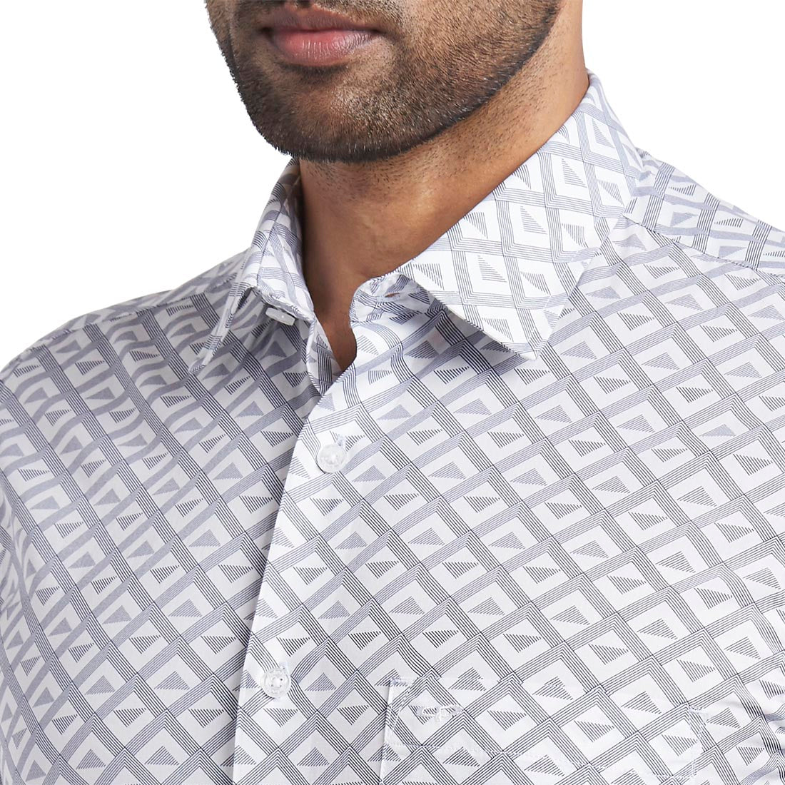 Men White Tailored Fit Print Cotton Full Sleeve Shirts