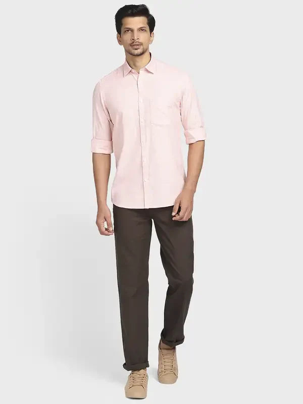 Colorplus Men Brown Yarn Dyed Tailored Fit Cotton Casual Shirt