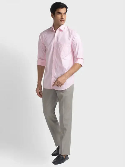 Colorplus Men Pink Warp Chambray Tailored Fit Cotton Casual Shirt