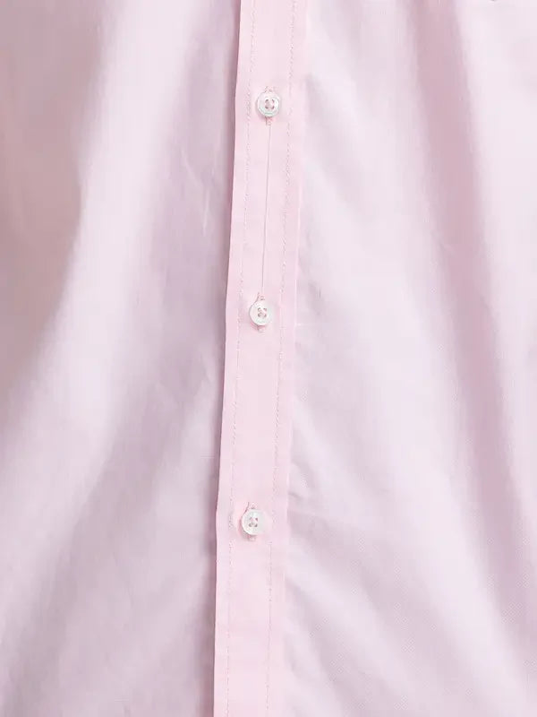 Colorplus Men Pink Warp Chambray Tailored Fit Cotton Casual Shirt
