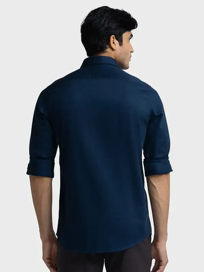 Colorplus Men Navy Tailored Fit Solid Piece Dyed Cotton Casual Shirt