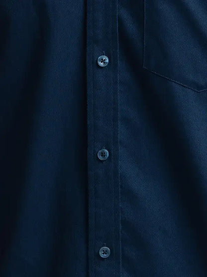 Colorplus Men Navy Tailored Fit Solid Piece Dyed Cotton Casual Shirt
