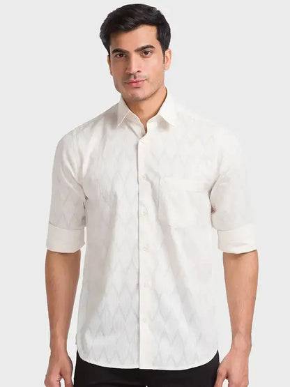 Colorplus Men Brown Solid Tailored Fit Cotton Casual Shirt