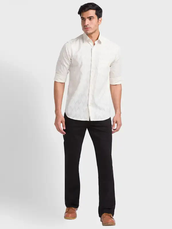 Colorplus Men Brown Solid Tailored Fit Cotton Casual Shirt