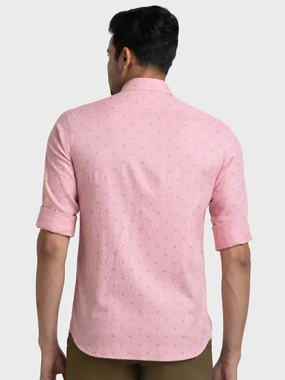 Colorplus Men Pink Printed Tailored Fit Cotton Casual Shirt