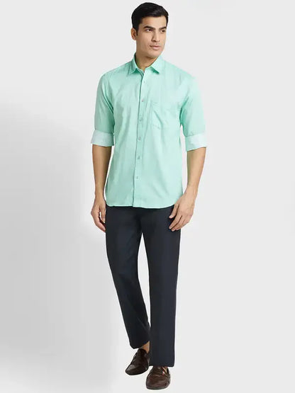 Men Green Tailored Fit Print Cotton Full Sleeve Shirts