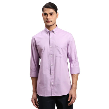 Colorplus Men Purple Warp Chambray Regular Fit Cotton Casual Shirt