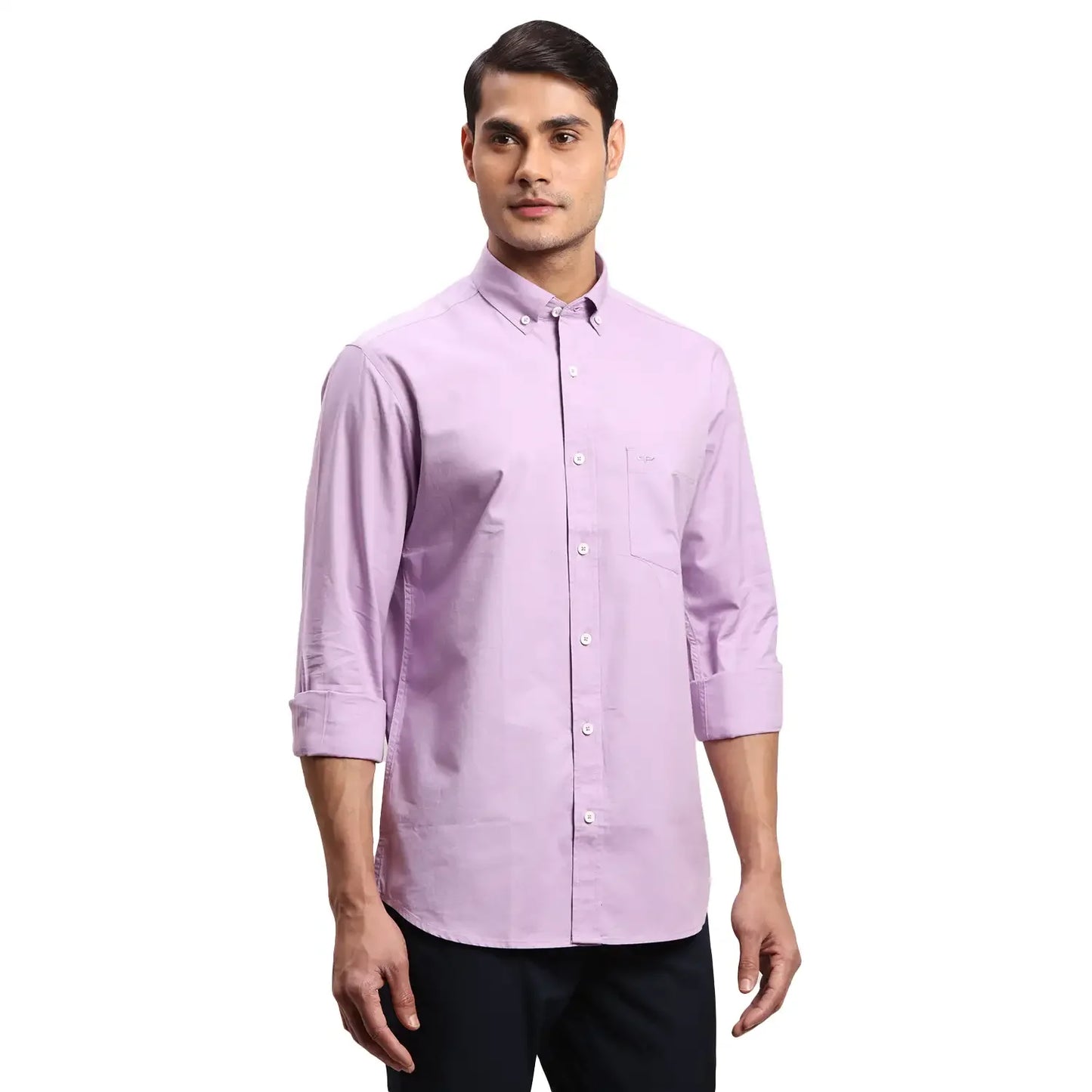 Colorplus Men Purple Warp Chambray Regular Fit Cotton Casual Shirt