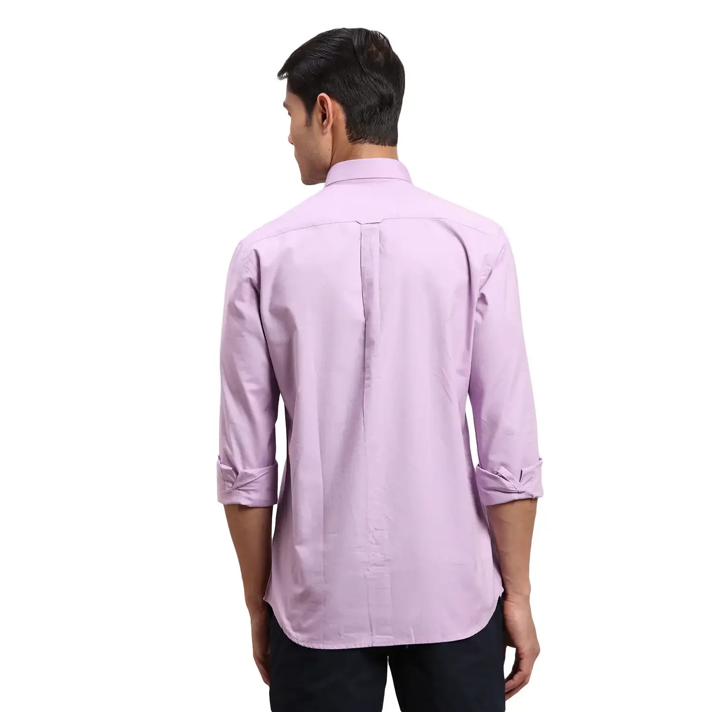 Colorplus Men Purple Warp Chambray Regular Fit Cotton Casual Shirt