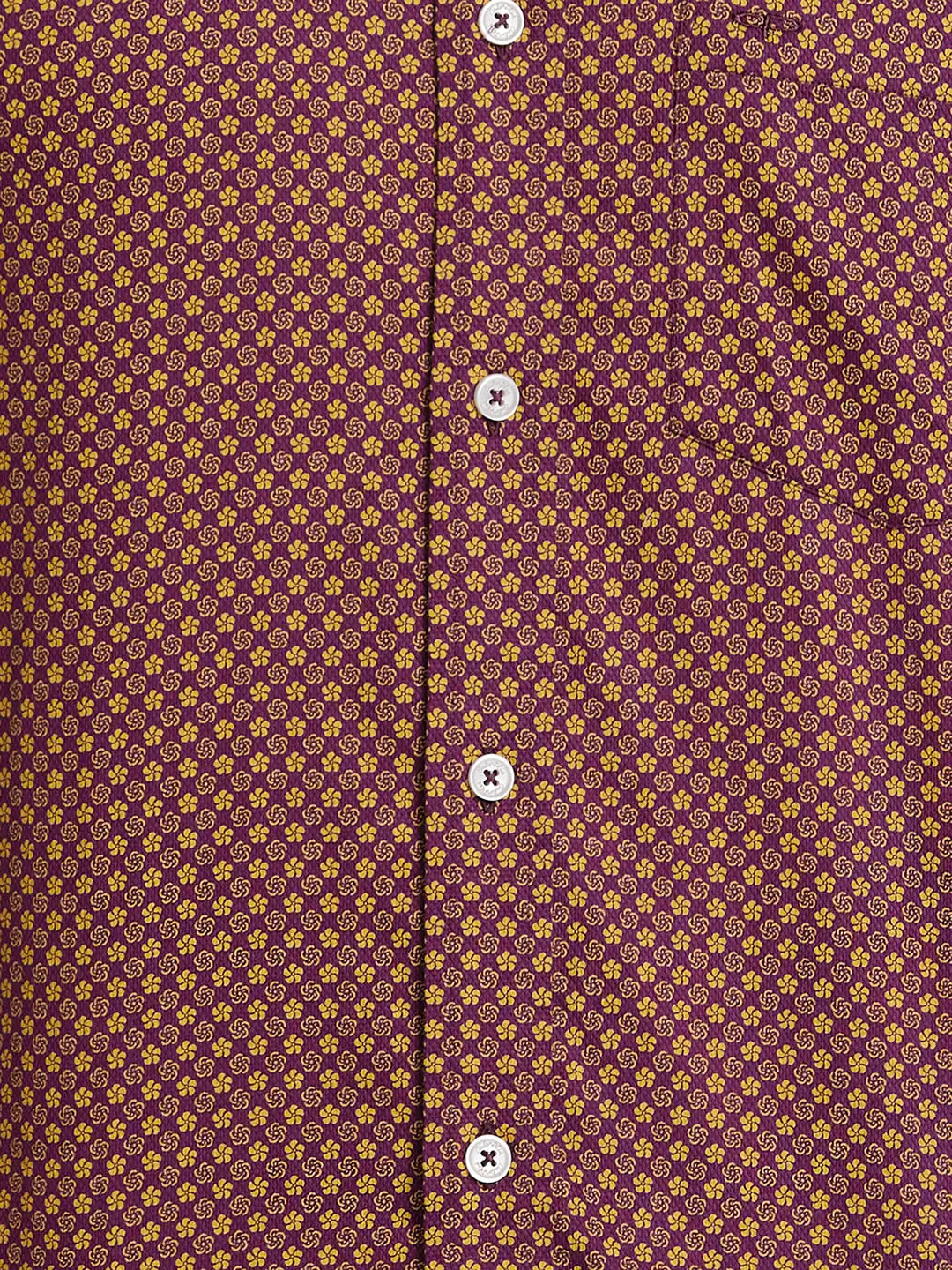 Men Maroon Regular Fit Print Cotton Full Sleeve Shirts