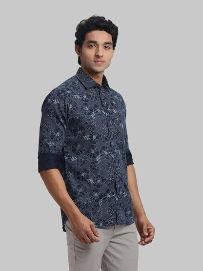 ColorPlus Regular Fit Printed Navy Shirt