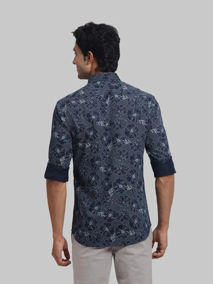 ColorPlus Regular Fit Printed Navy Shirt
