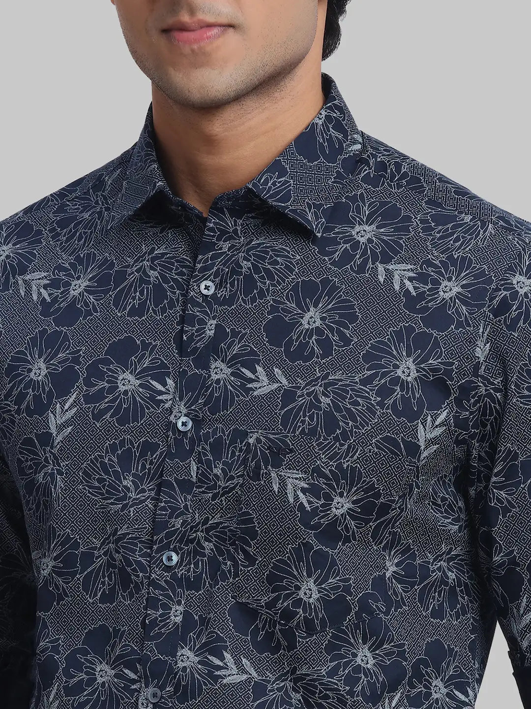 ColorPlus Regular Fit Printed Navy Shirt
