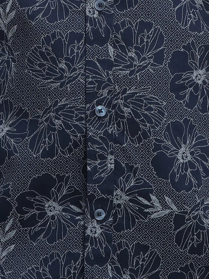 ColorPlus Regular Fit Printed Navy Shirt