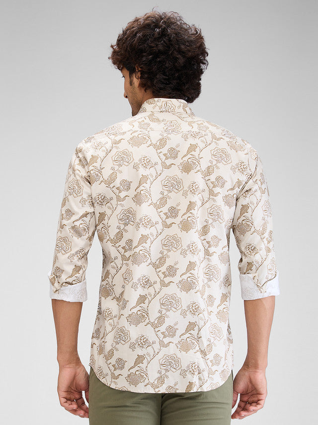 Colorplus Men Brown Printed Regular Fit Cotton Casual Shirt