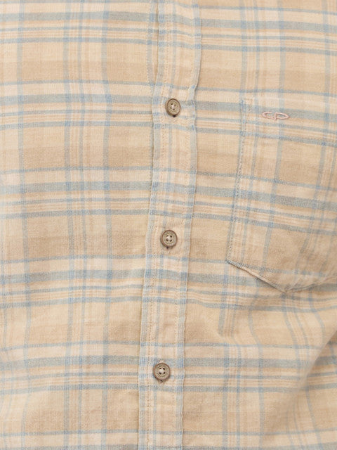 Colorplus Men Brown Checks Regular Fit Cotton Corduroy Casual Shirt