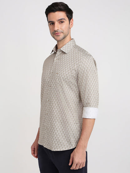 Colorplus Men Brown Printed Regular Fit Cotton Full Sleeve Casual Shirt