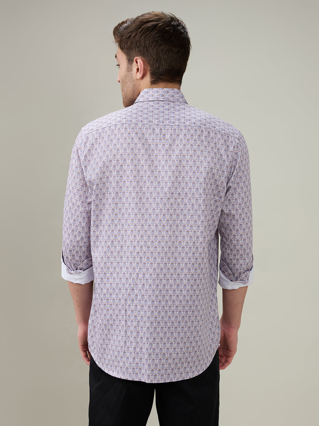 Colorplus Men Purple Printed Regular Fit Cotton Full Sleeve Casual Shirt